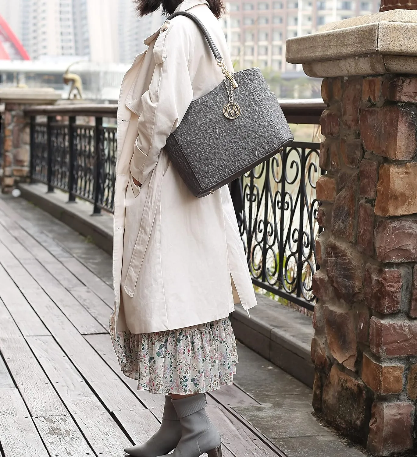 MKF Collection Signature Tote Bag for Women, Shoulder bag Vegan Leather Top-Handle Handbag Purse