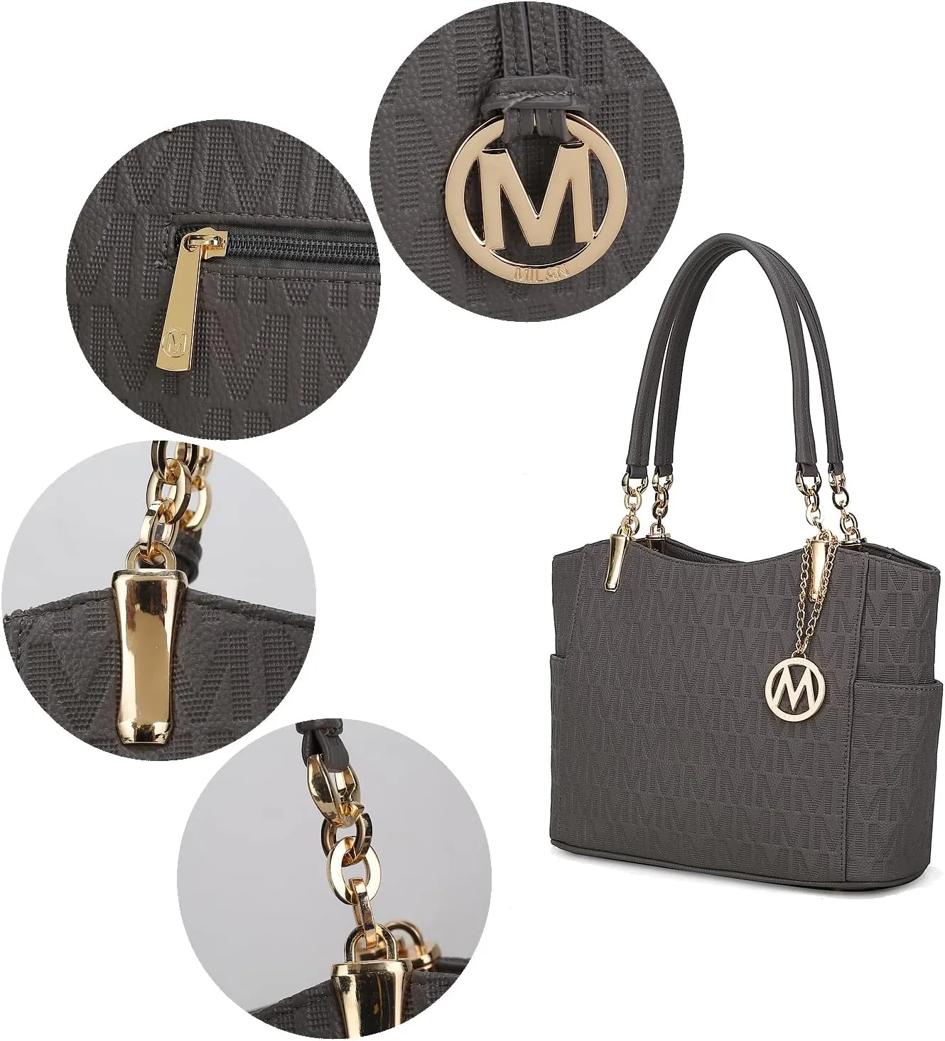 MKF Collection Signature Tote Bag for Women, Shoulder bag Vegan Leather Top-Handle Handbag Purse