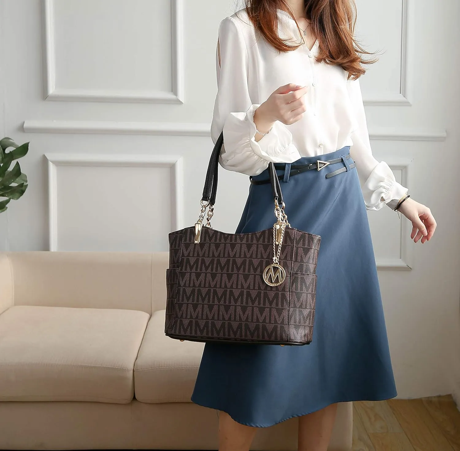 MKF Collection Signature Tote Bag for Women, Shoulder bag Vegan Leather Top-Handle Handbag Purse