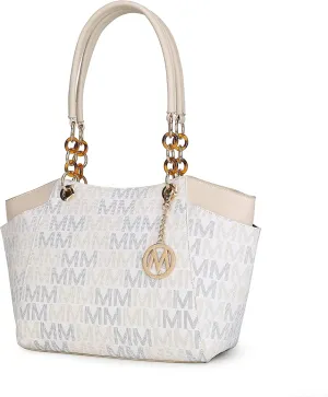 MKF Collection Signature Tote Bag for Women, Shoulder bag Vegan Leather Top-Handle Handbag Purse
