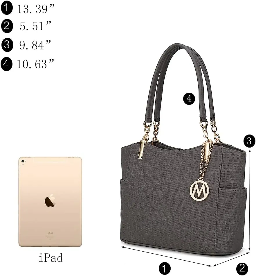 MKF Collection Signature Tote Bag for Women, Shoulder bag Vegan Leather Top-Handle Handbag Purse