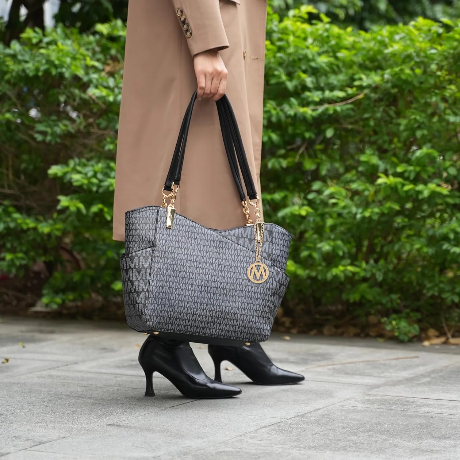 MKF Collection Signature Tote Bag for Women, Shoulder bag Vegan Leather Top-Handle Handbag Purse