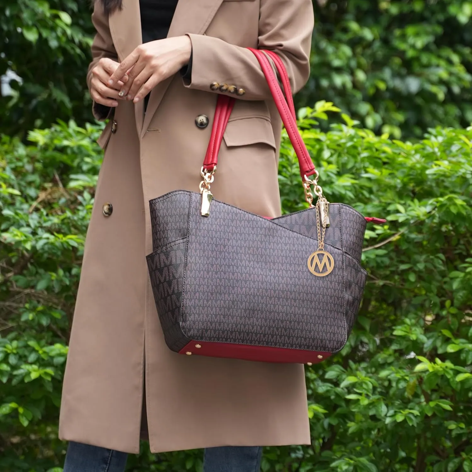 MKF Collection Signature Tote Bag for Women, Shoulder bag Vegan Leather Top-Handle Handbag Purse