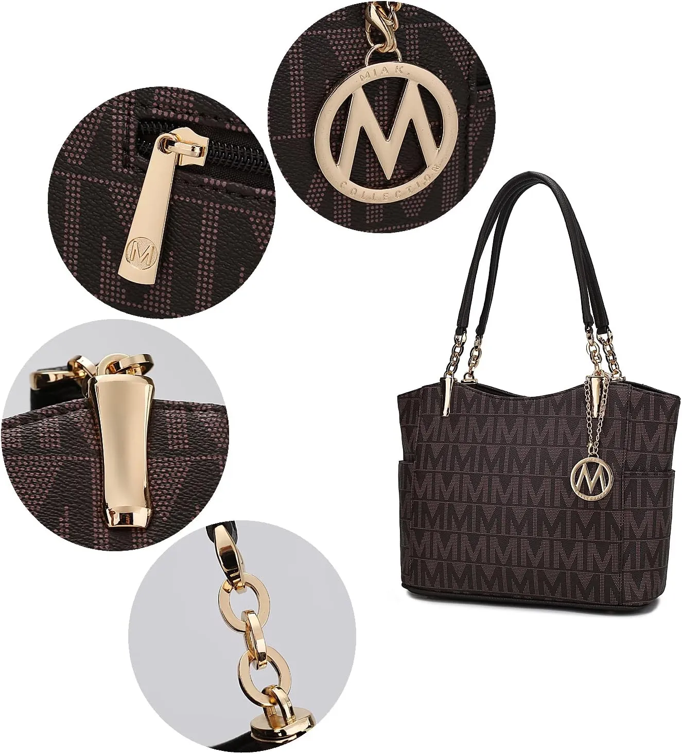 MKF Collection Signature Tote Bag for Women, Shoulder bag Vegan Leather Top-Handle Handbag Purse