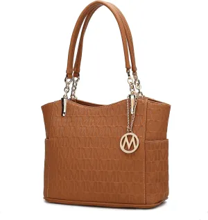 MKF Collection Signature Tote Bag for Women, Shoulder bag Vegan Leather Top-Handle Handbag Purse