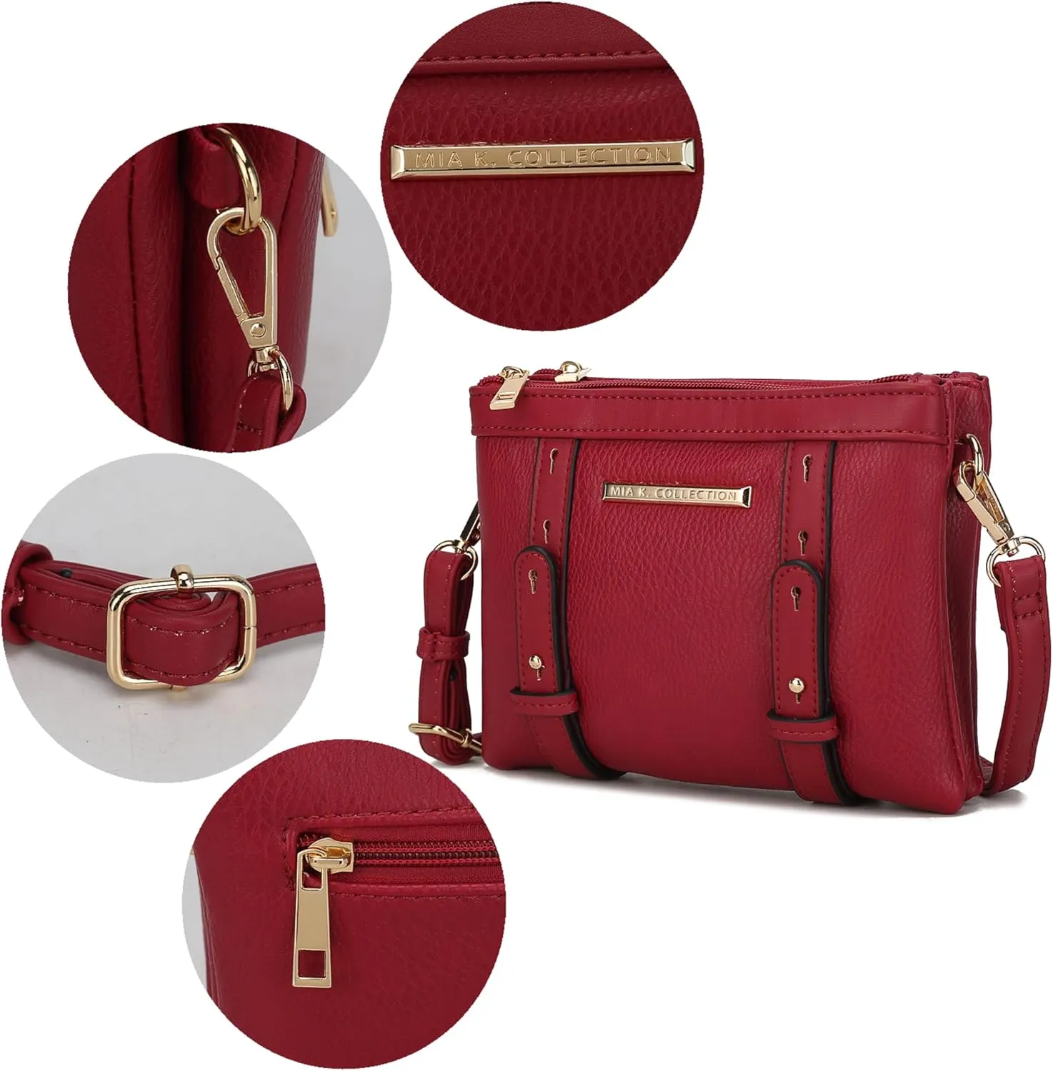 MKF Crossbody Bags for Women – PU Leather Lady Pocketbook Handbag – Side Messenger Purse, Shoulder Strap
