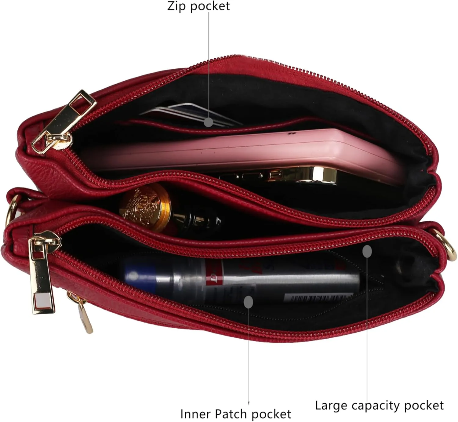MKF Crossbody Bags for Women – PU Leather Lady Pocketbook Handbag – Side Messenger Purse, Shoulder Strap