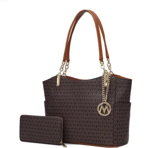 MKF Shoulder Bag for Women & Wallet Purse Set: PU Leather Tote Handbag – Top-Handle Stylish Satchel Pocketbook