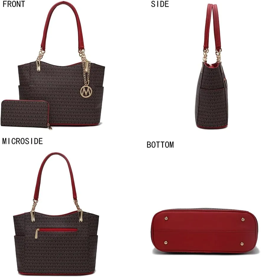 MKF Shoulder Bag for Women & Wallet Purse Set: PU Leather Tote Handbag – Top-Handle Stylish Satchel Pocketbook