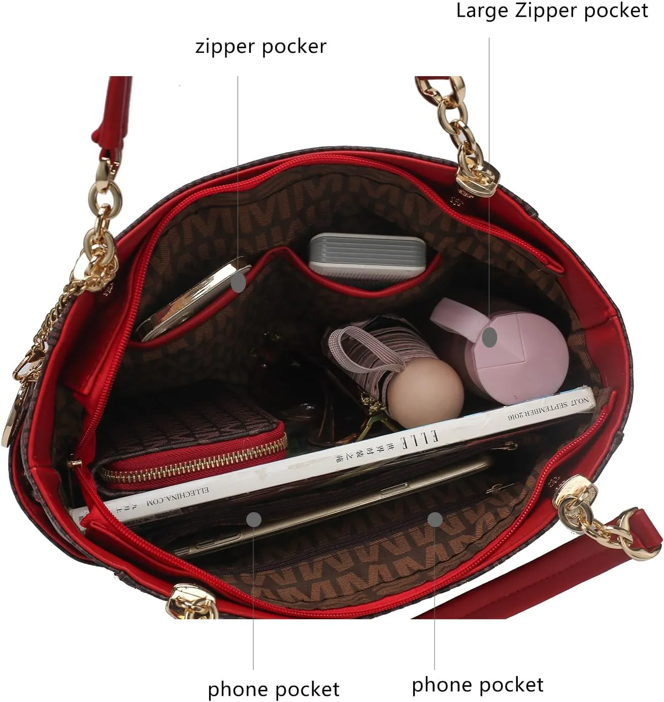 MKF Shoulder Bag for Women & Wallet Purse Set: PU Leather Tote Handbag – Top-Handle Stylish Satchel Pocketbook