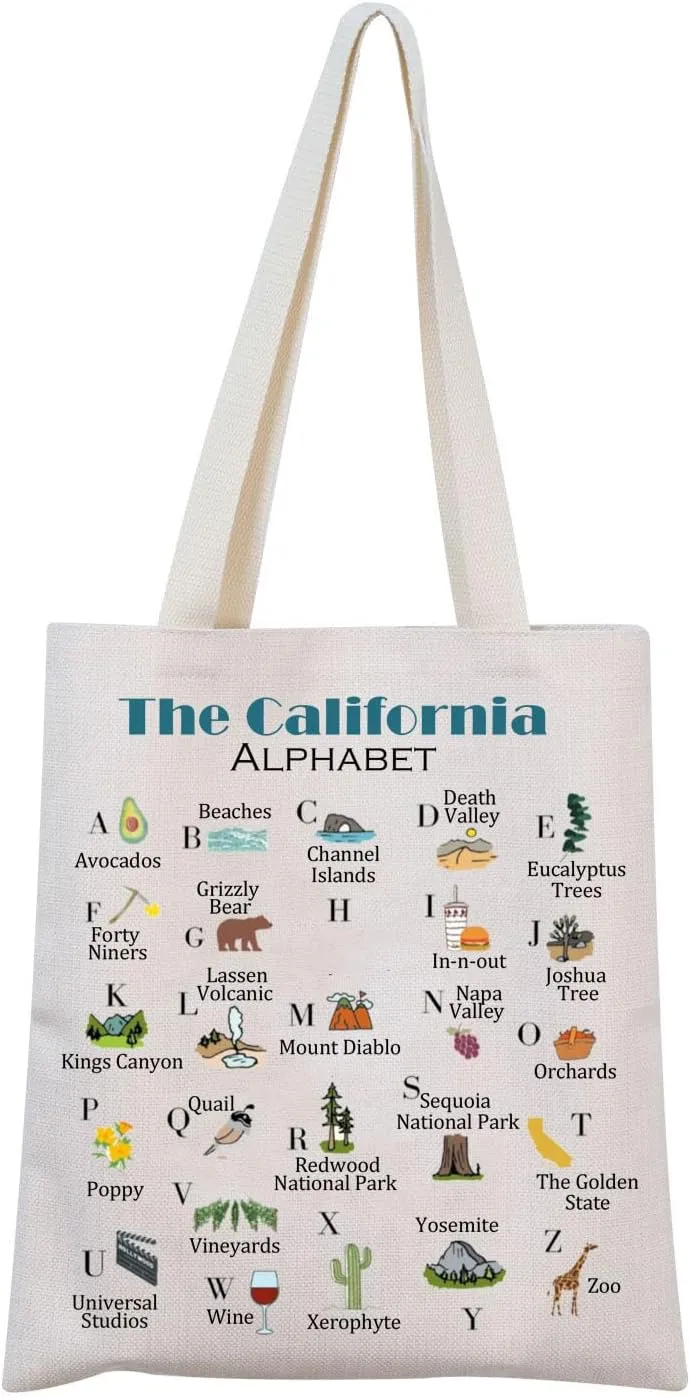 MNIGIU California Canvas Tote Bag - Eco-Friendly Reusable Welcome Bag
