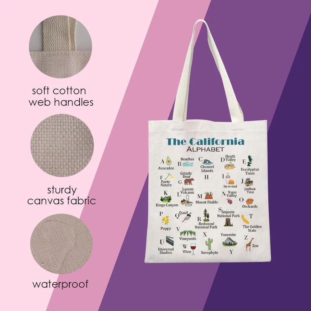 MNIGIU California Canvas Tote Bag - Eco-Friendly Reusable Welcome Bag