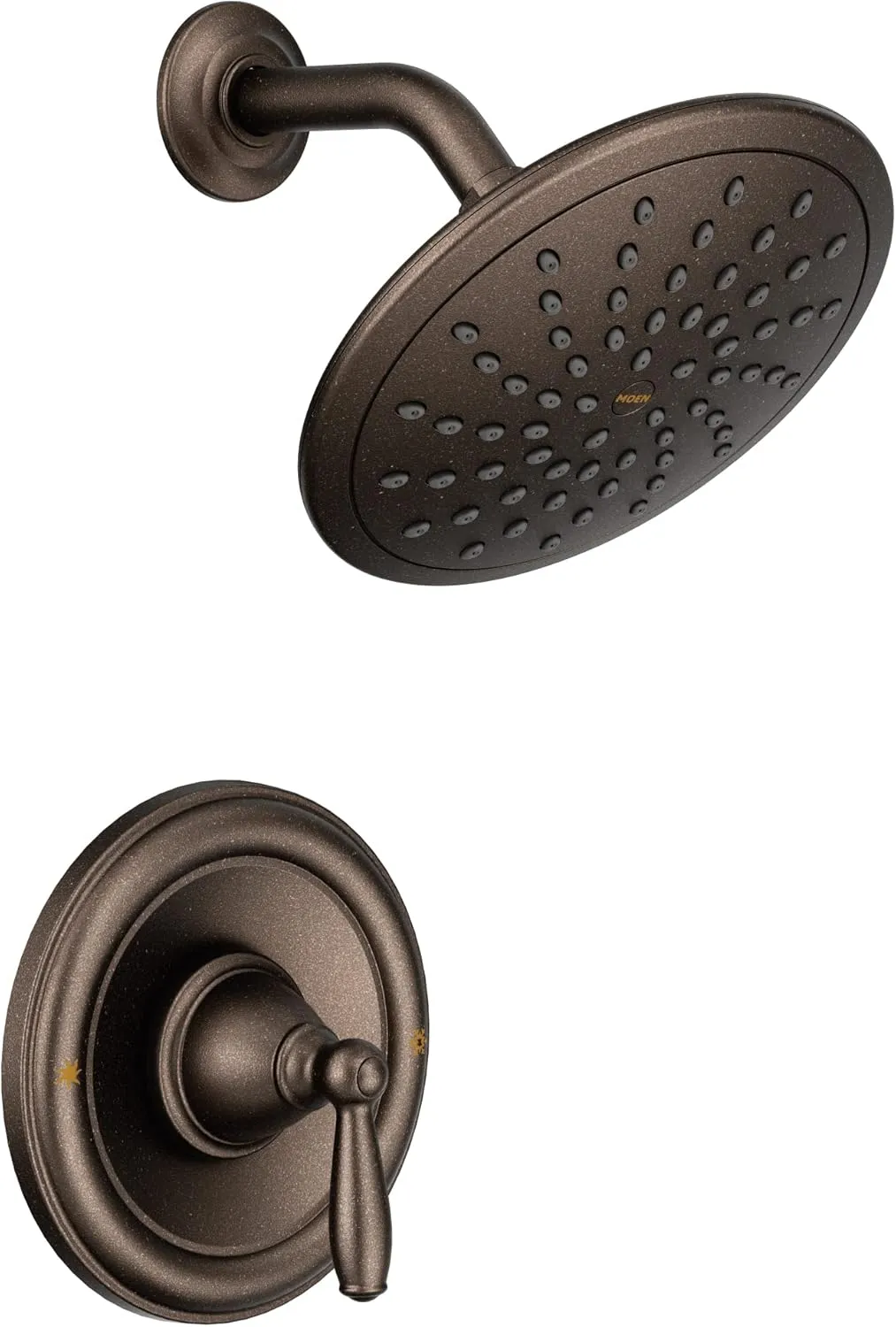 Moen Brantford Oil Rubbed Bronze Shower Trim Kit, featuring Eco-Performance Wide Rain Shower Head and Traditional Shower Lever Handle, (Posi-Temp Valve Required), T2252EPORB