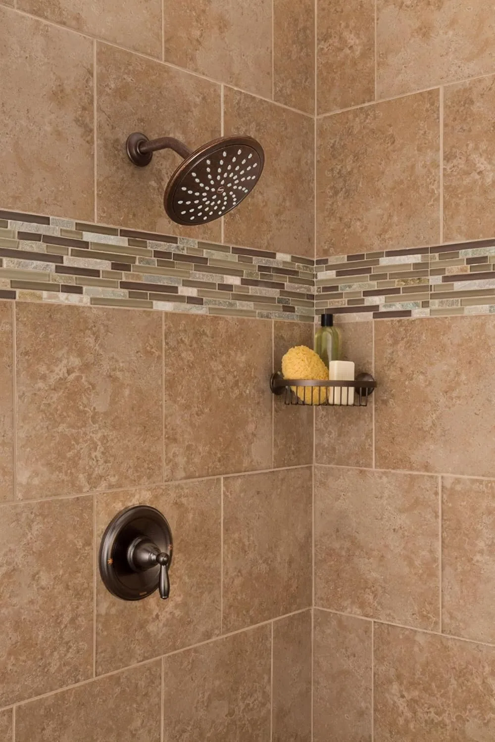 Moen Brantford Oil Rubbed Bronze Shower Trim Kit, featuring Eco-Performance Wide Rain Shower Head and Traditional Shower Lever Handle, (Posi-Temp Valve Required), T2252EPORB