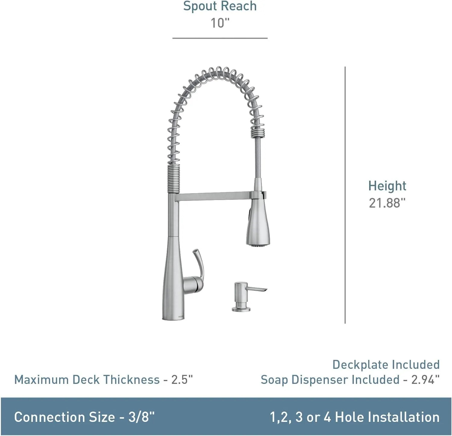 Moen Essie Chrome One-Handle High Arc Pre-Rinse Spring Pulldown Kitchen Faucet with Power Clean, 87814