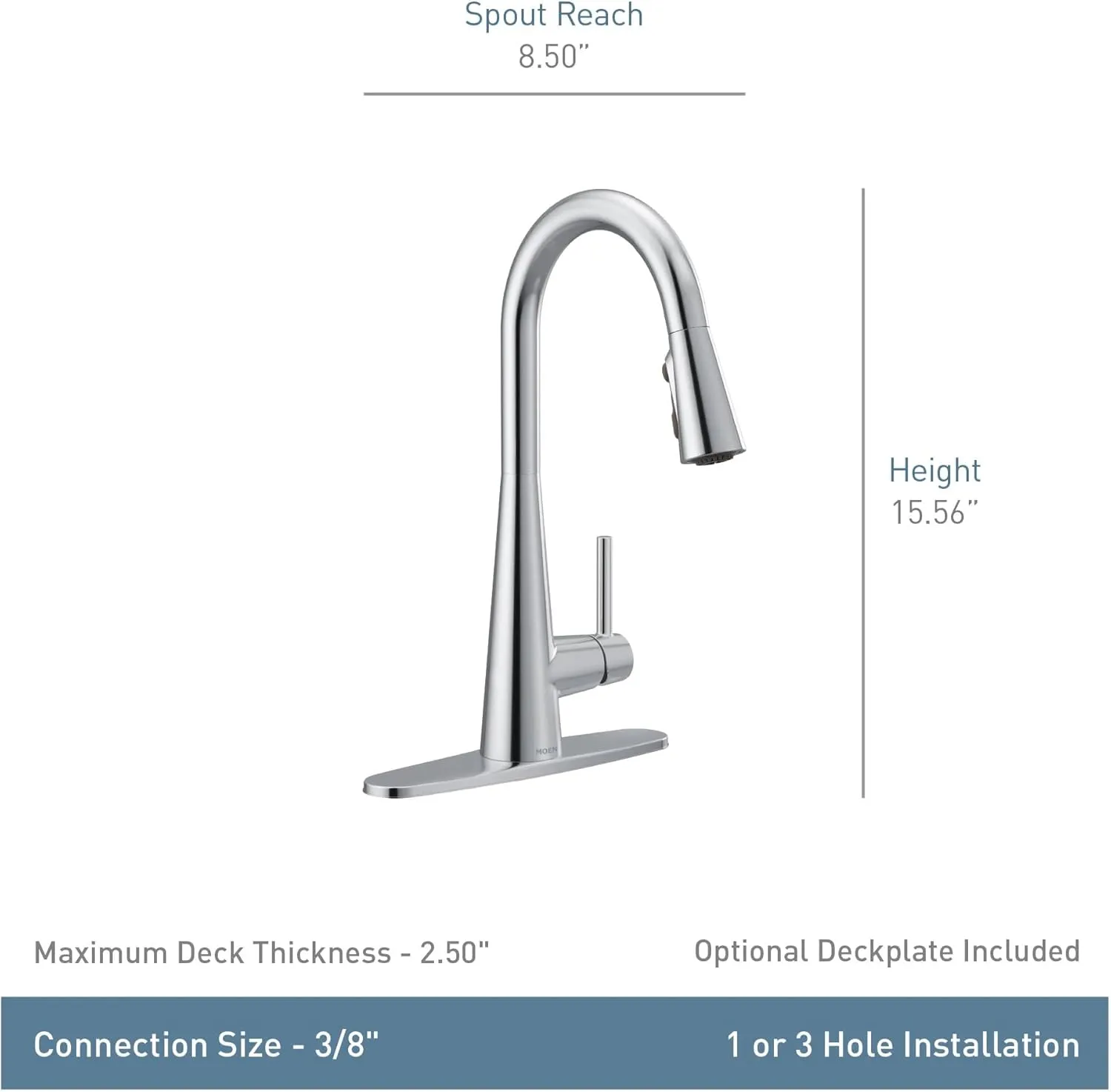 Moen Sleek Oil Rubbed Bronze One-Handle High Arc Kitchen Faucet with Pulldown Sprayer Featuring Power Boost for a Faster Clean, 7864ORB