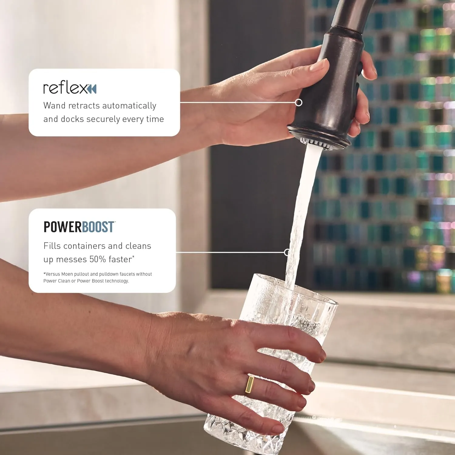 Moen Sleek Oil Rubbed Bronze One-Handle High Arc Kitchen Faucet with Pulldown Sprayer Featuring Power Boost for a Faster Clean, 7864ORB
