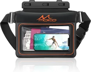 MoKo Waterproof Phone Pouch Pack, Floating Large Capacity Dry Bag for Kayaking Snorkeling Swimming, Compatible with iPhone 15 14 13 12 11 Pro Max X/Xr/Xs Max, Galaxy S23 Ultra/Note 20 Ultra, Black