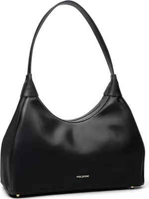 molshine Genuine Leather Crescent Handbag, Hobo Shoulder Bag, Armpit Bag, Party Clutch Purse for Women Lady Model