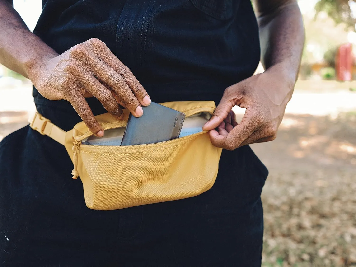 Moment Everything 1L Sling & Fanny Pack - Durable, Weatherproof, and Travel Friendly Waist Bag, Adjustable and Expandable, in Mustard