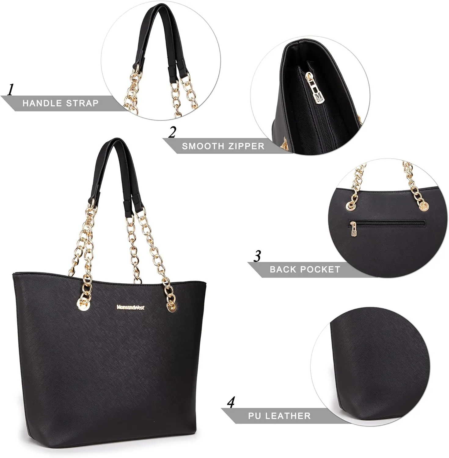 Montana West Tote Bag for Women Chain Top-handle Handbags