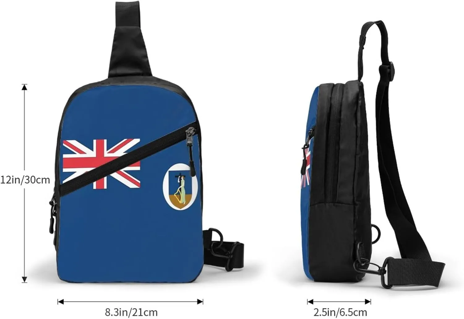 Montserrat Flag Crossbody Bag Portable Sling Bags Foldable Chest Daypack Reusable Sports Shoulder Backpack Diagonally Casual Rucksack Travel Bag