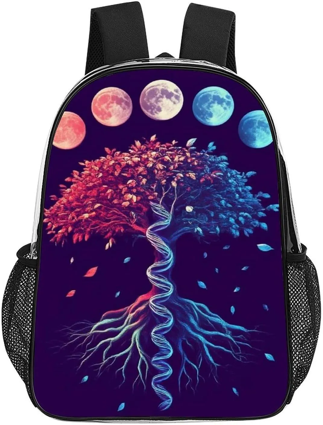 Moon Phase Dna Tree Art Daypack Lightweight Multipurpose Anti-Theft Shoulder Bag Large Capacity Laptop Book Bag Rucksack Transparent Bag