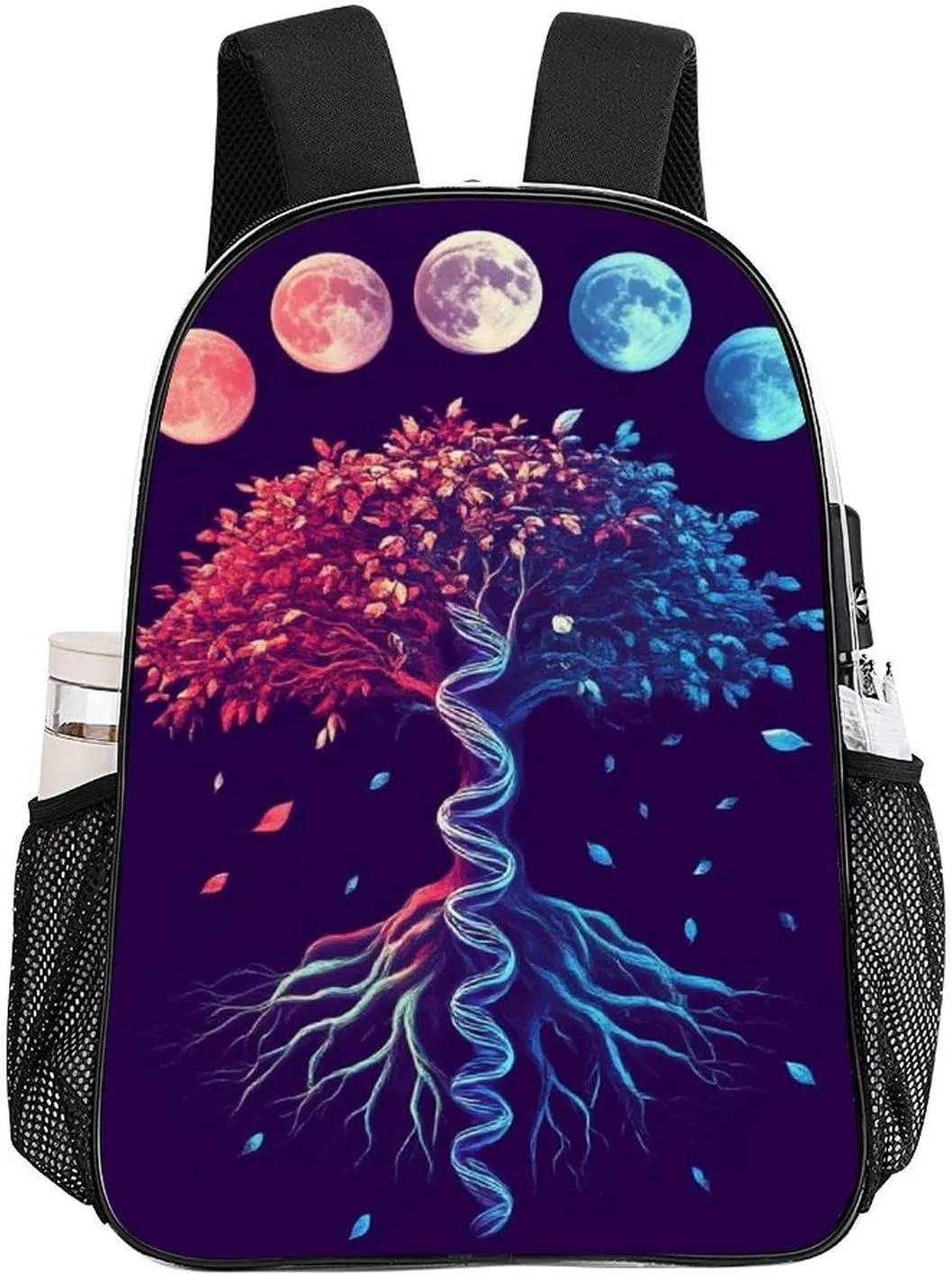 Moon Phase Dna Tree Art Daypack Lightweight Multipurpose Anti-Theft Shoulder Bag Large Capacity Laptop Book Bag Rucksack Transparent Bag