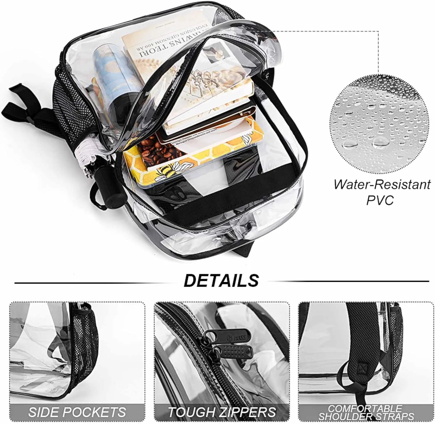Moon Phase Dna Tree Art Daypack Lightweight Multipurpose Anti-Theft Shoulder Bag Large Capacity Laptop Book Bag Rucksack Transparent Bag