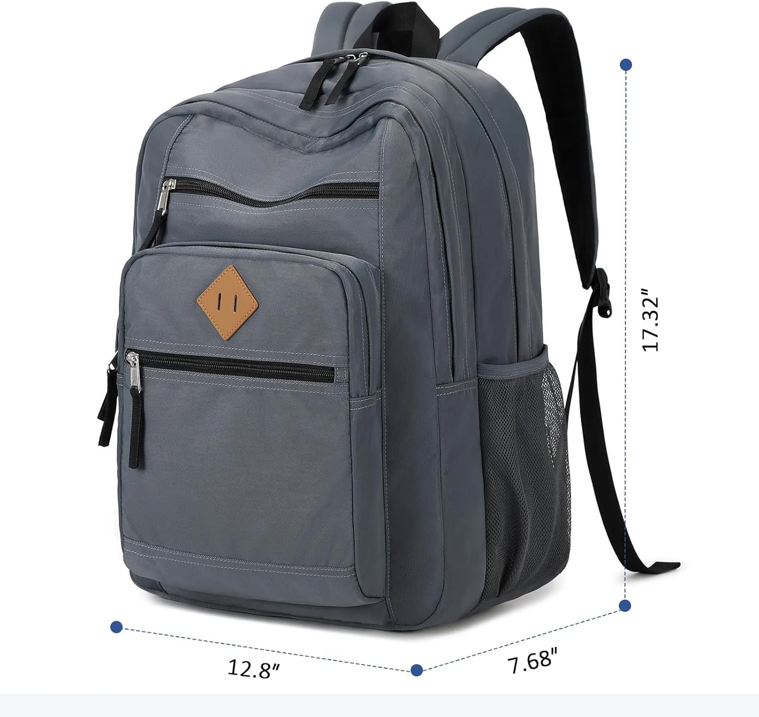 MOONBABY School Backpack Large Casual Book Bag Lightweight Back Pack fits 15.6 Inch Laptop for High School College Travel Work, Grey