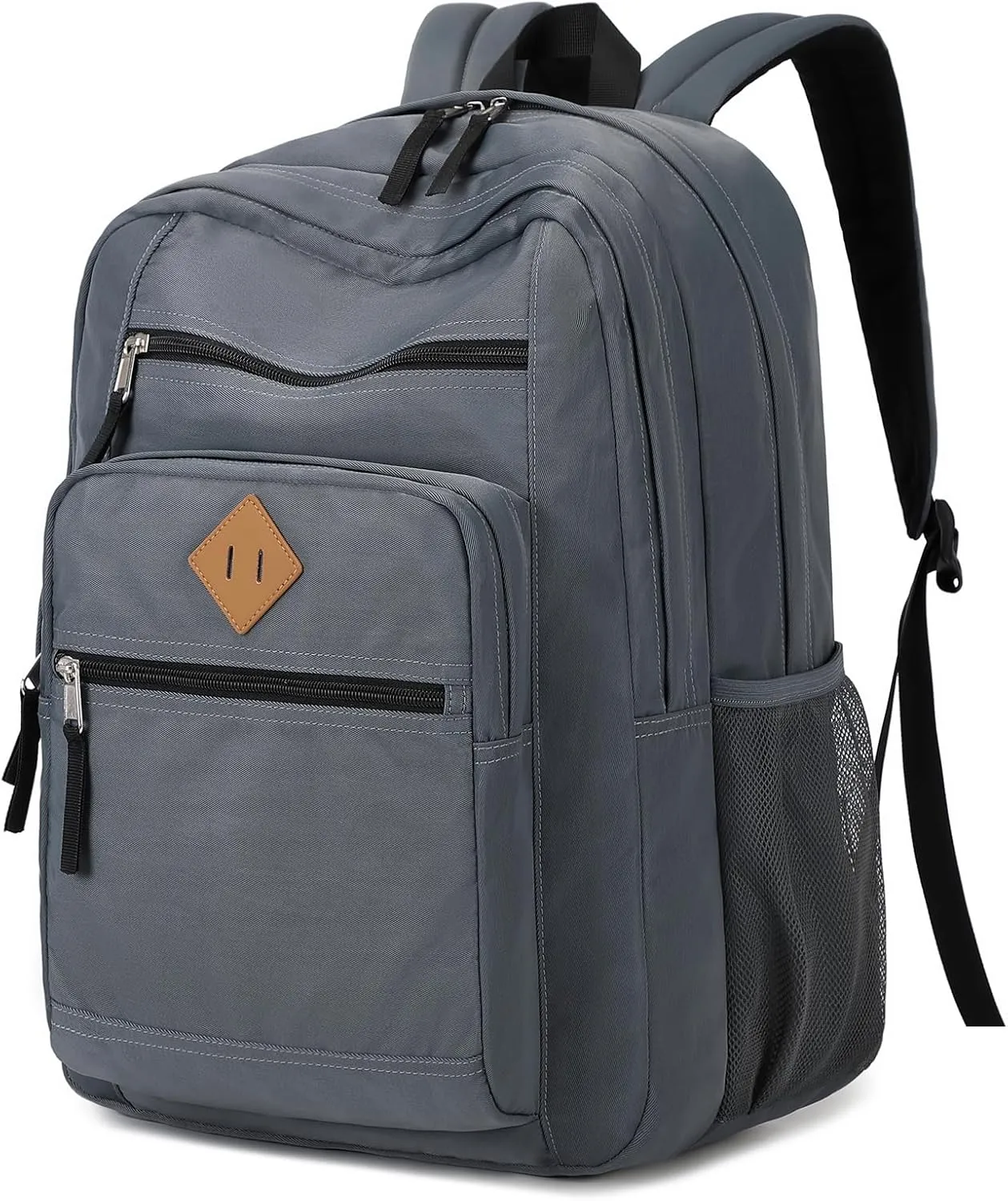 MOONBABY School Backpack Large Casual Book Bag Lightweight Back Pack fits 15.6 Inch Laptop for High School College Travel Work, Grey