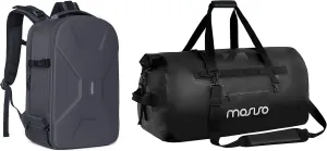 MOSISO Camera Backpack & 60L Waterproof Travel Dry Duffel Bag, Photography Camera Bag 15-16 inch Waterproof Hardshell Case with Tripod Holder&Laptop Compartment Compatible with Canon/Nikon/Sony, Gray