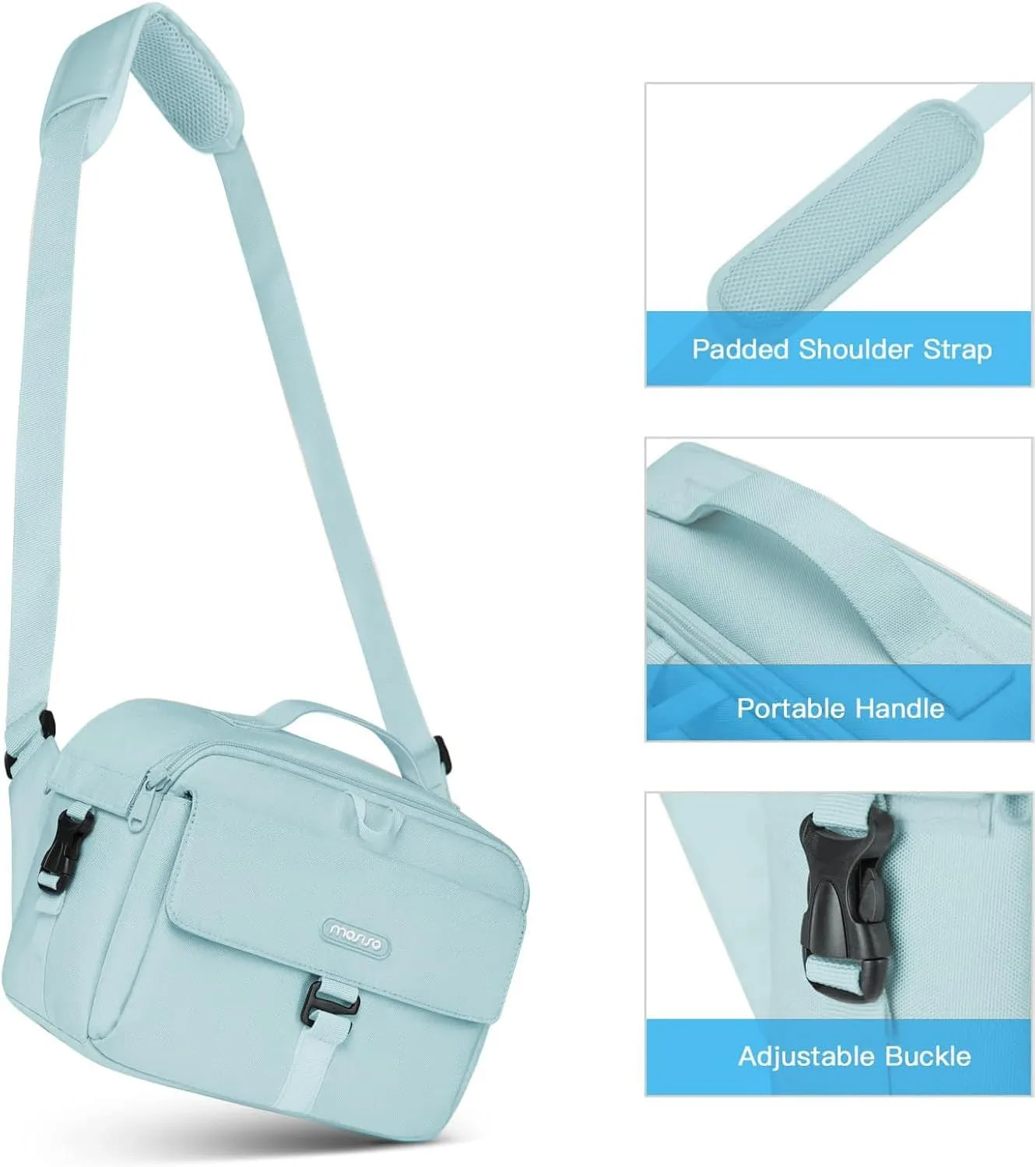 MOSISO Camera Shoulder Bag Case Crossbody Sling Purse, DSLR/SLR/Mirrorless Compact Padded Photography Handbag with Rain Cover Compatible with Canon/Nikon/Sony Cameras and Lenses, Air Blue