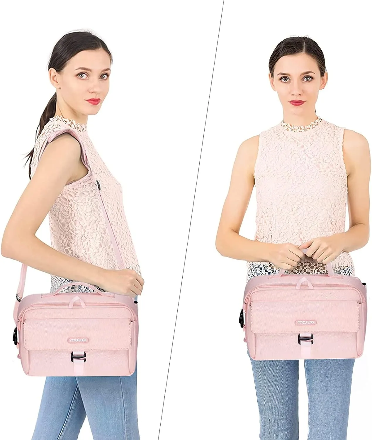 MOSISO Camera Shoulder Bag Case Crossbody Sling Purse, DSLR/SLR/Mirrorless Compact Padded Photography Handbag with Rain Cover Compatible with Canon/Nikon/Sony Cameras and Lenses, Pink