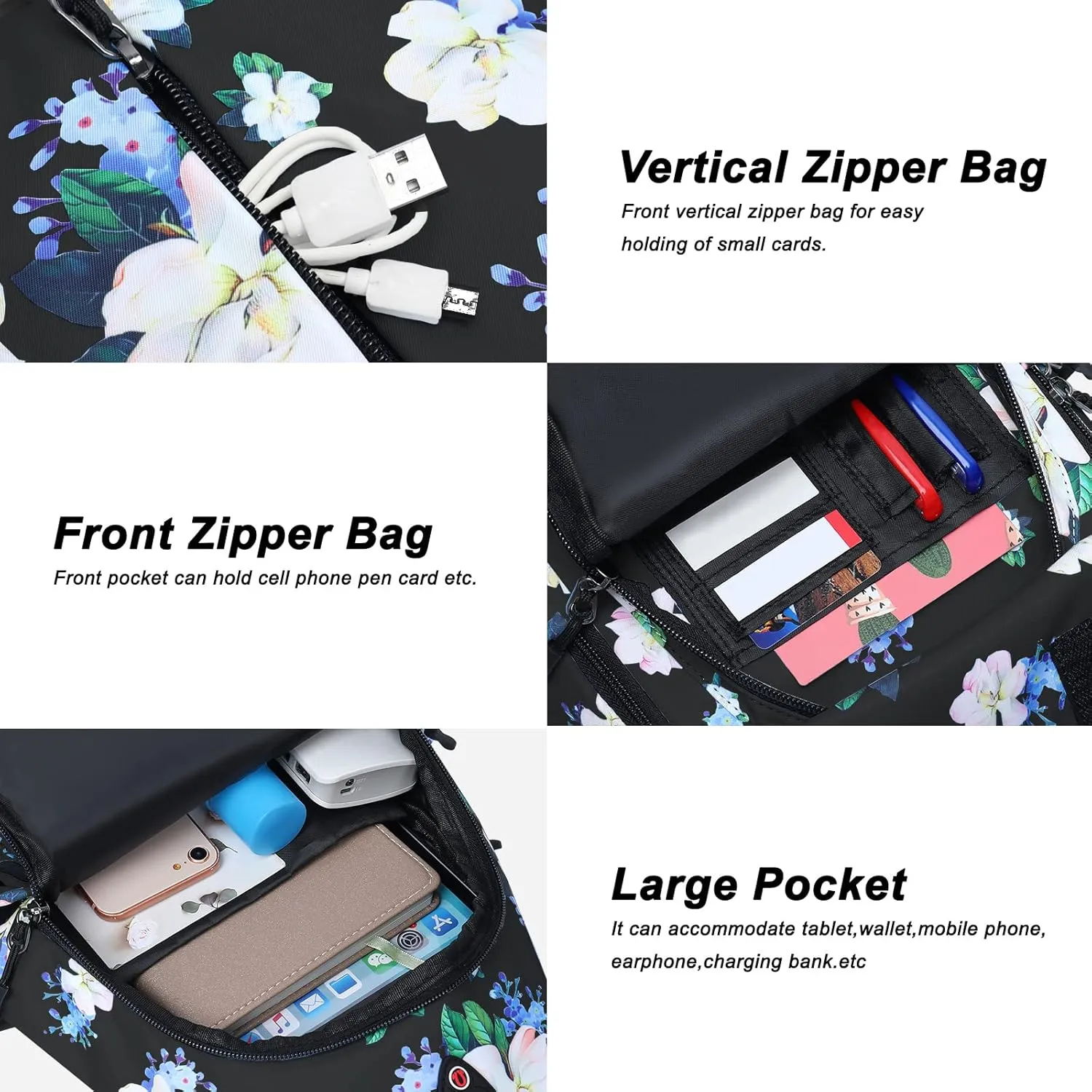 MOSISO Sling Backpack, Myrtle Flower Crossbody Travel Hiking Daypack Chest Bag with Anti-theft Pocket