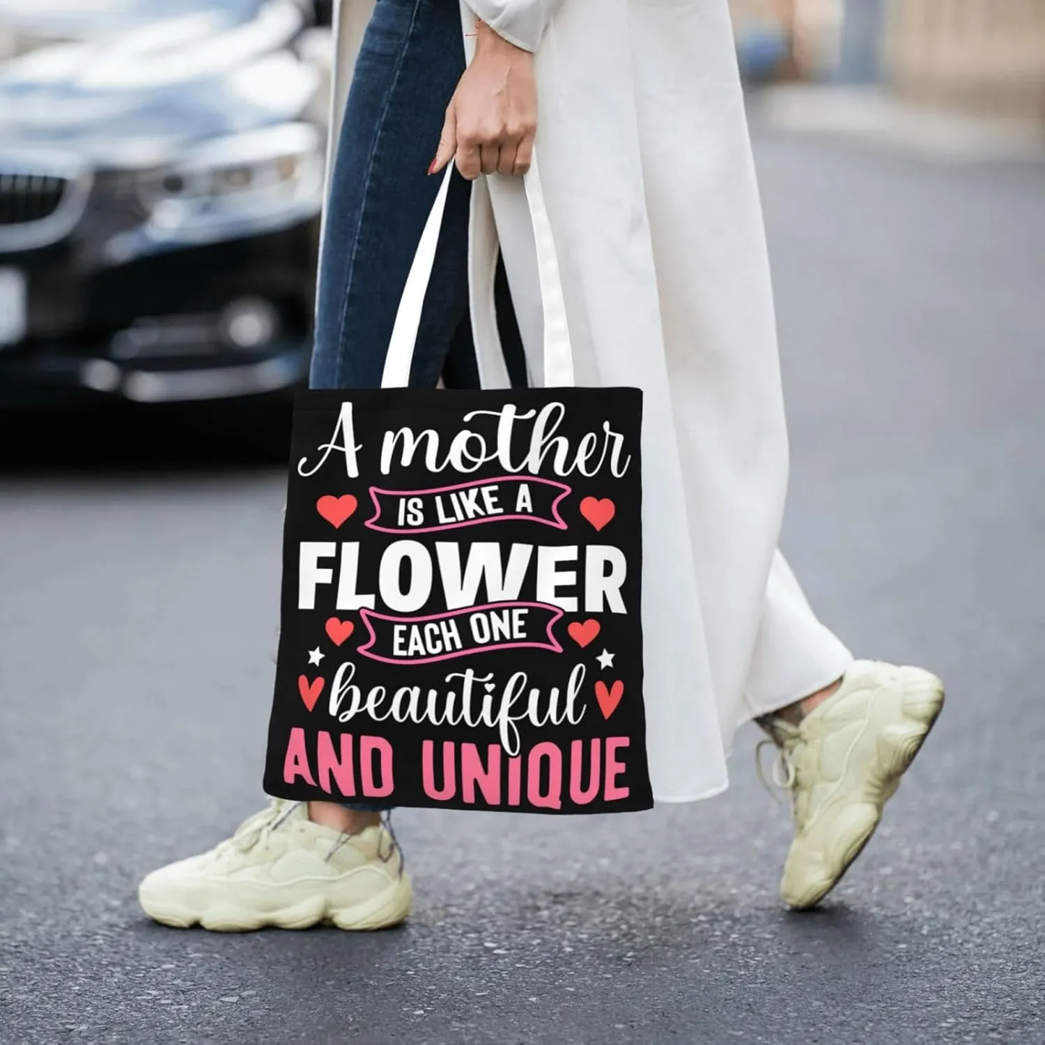 Mother Of A Princess Mother's Day Canvas Tote Bag for Women Reusable Grocery Shoulder Bags Shopping Handbags