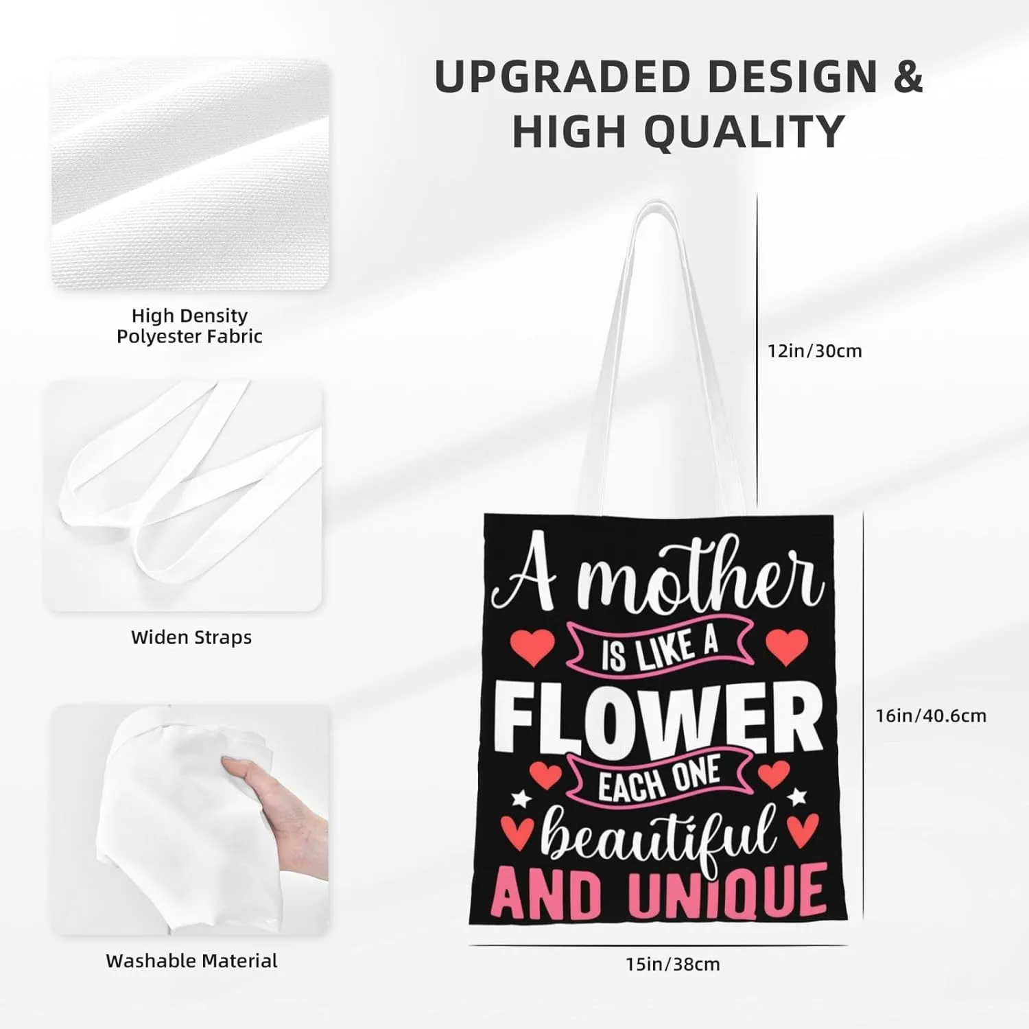 Mother Of A Princess Mother's Day Canvas Tote Bag for Women Reusable Grocery Shoulder Bags Shopping Handbags