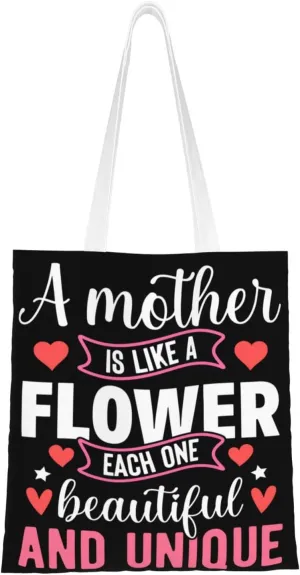 Mother Of A Princess Mother's Day Canvas Tote Bag for Women Reusable Grocery Shoulder Bags Shopping Handbags