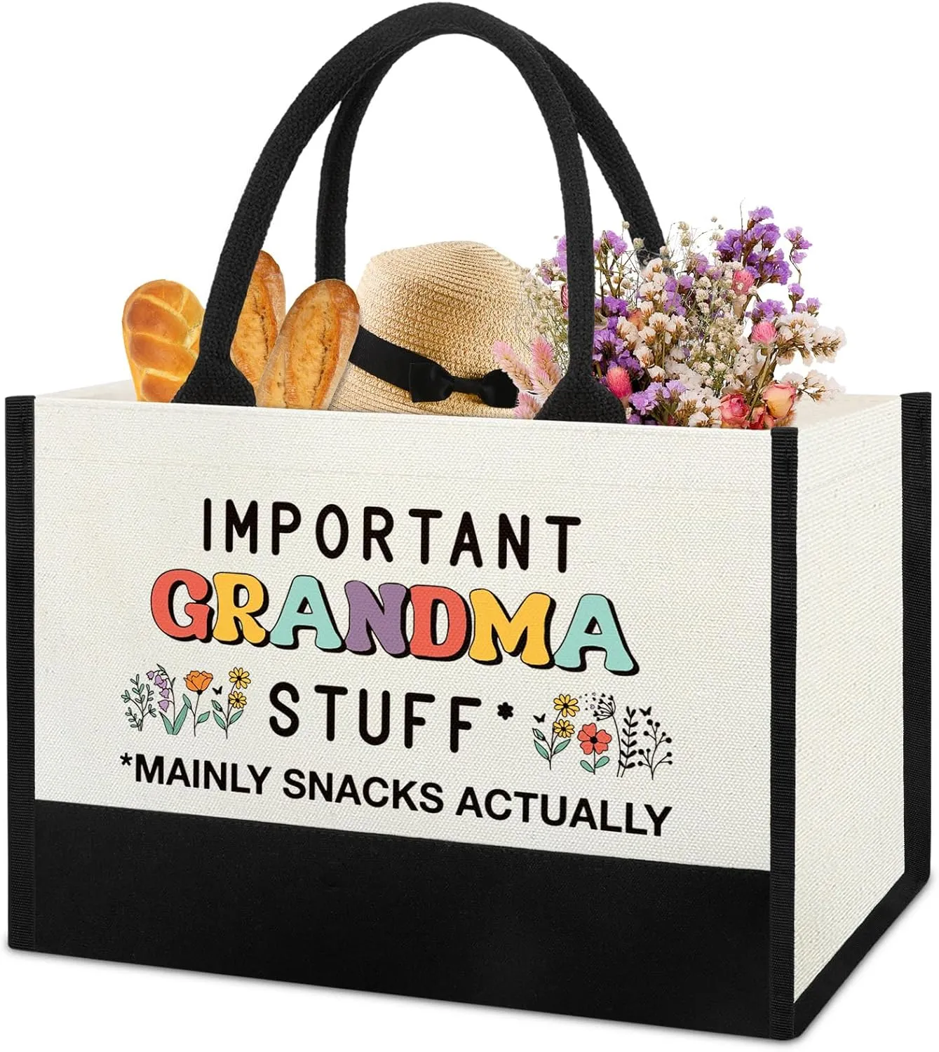 Mothers Day Birthday Gifts for Grandma, Tote Bag Gifts Idea for New First Time Grandma Gigi Nana from Grandkids, First Time Best Grandmother Shopping Grocery Bag