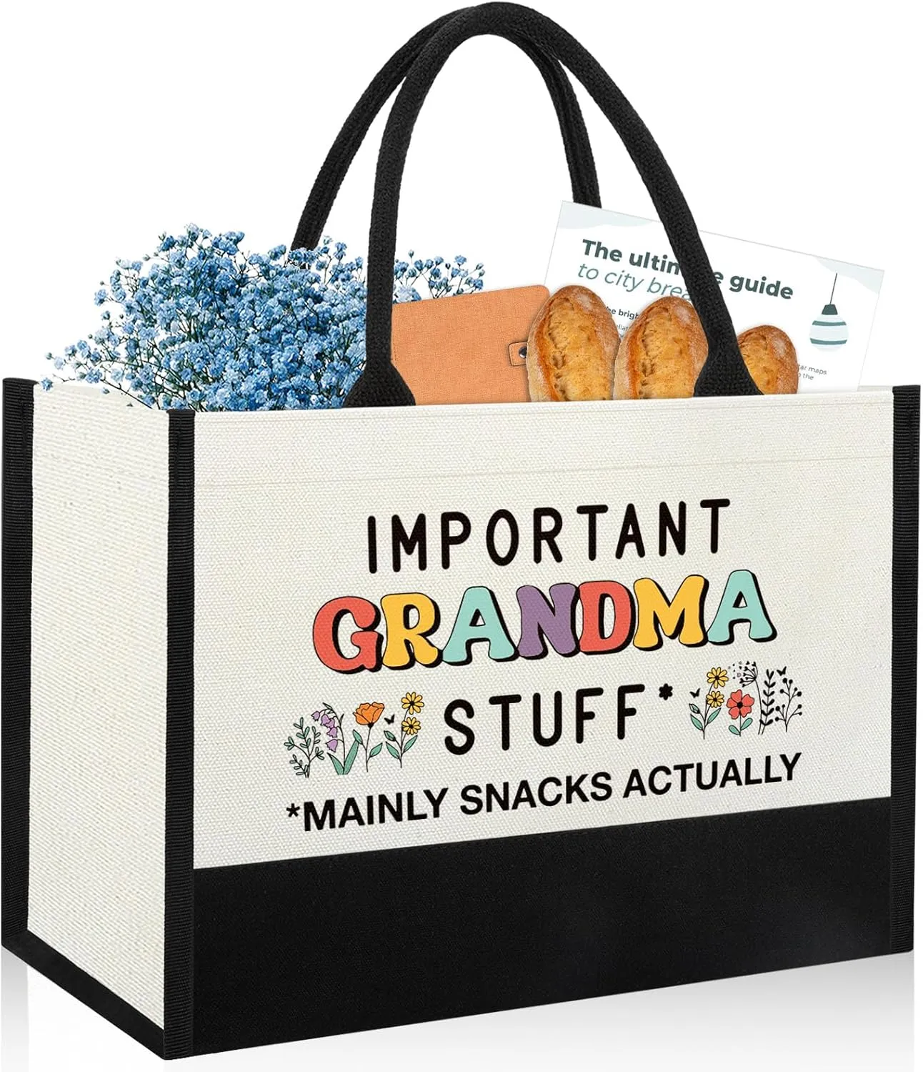 Mothers Day Birthday Gifts for Grandma, Tote Bag Gifts Idea for New First Time Grandma Gigi Nana from Grandkids, First Time Best Grandmother Shopping Grocery Bag