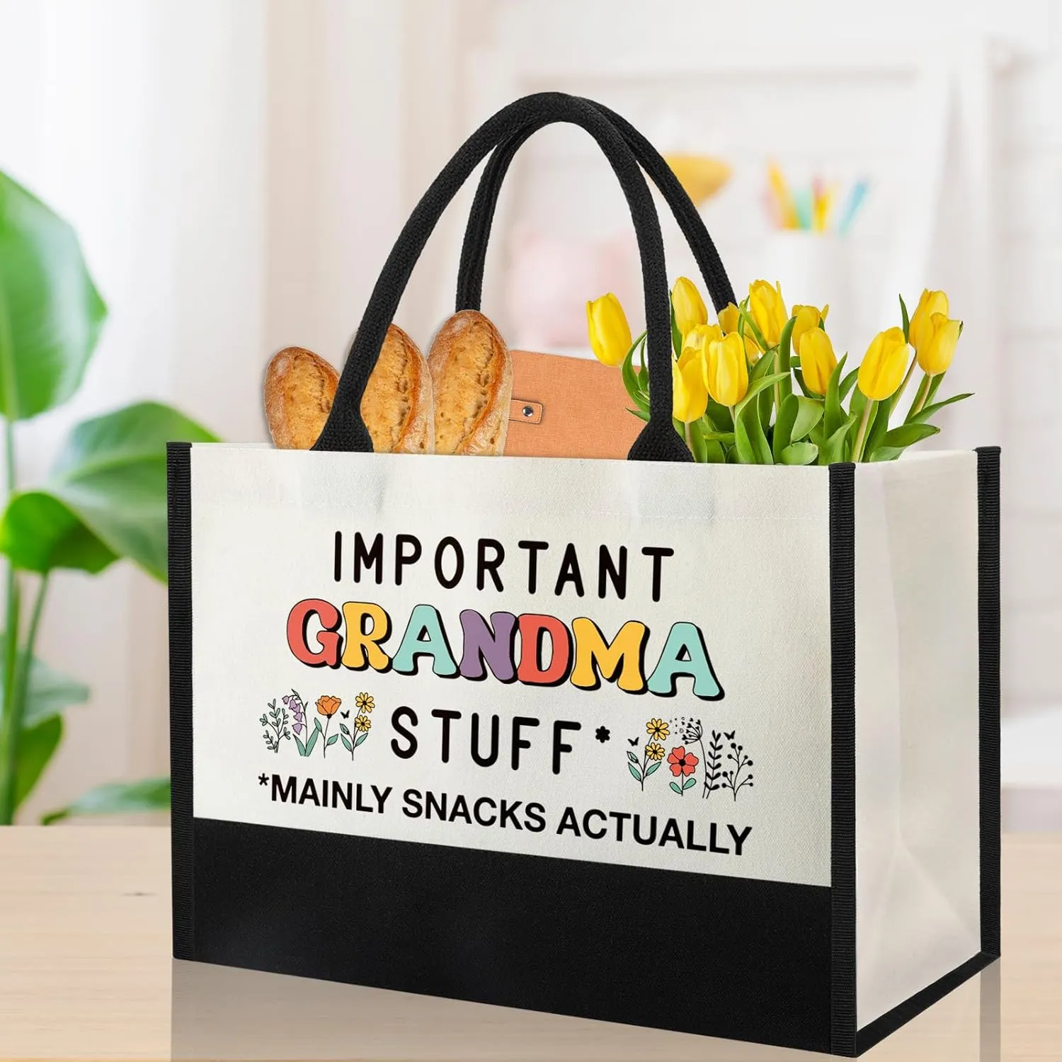 Mothers Day Birthday Gifts for Grandma, Tote Bag Gifts Idea for New First Time Grandma Gigi Nana from Grandkids, First Time Best Grandmother Shopping Grocery Bag