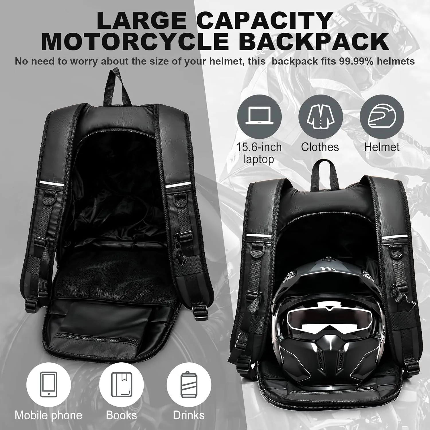 Motorcycle Backpack,Waterproof Helmet Backpack for Men,Motorcycle Accessories,Travel Backpack