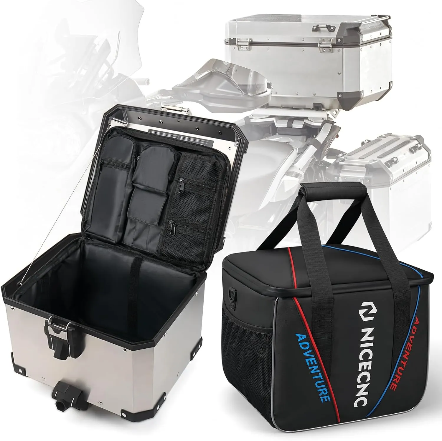 Motorcycle Luggage Inner Bag 21L, DIY Compartment, Motorcycle Top Case Pannier Inner Bag with Foot Pad, Compatible with BMW R1200GS R1250GS ADV LC 2004-2022 F850GS F750GS F700GS F800GS, 1PCS
