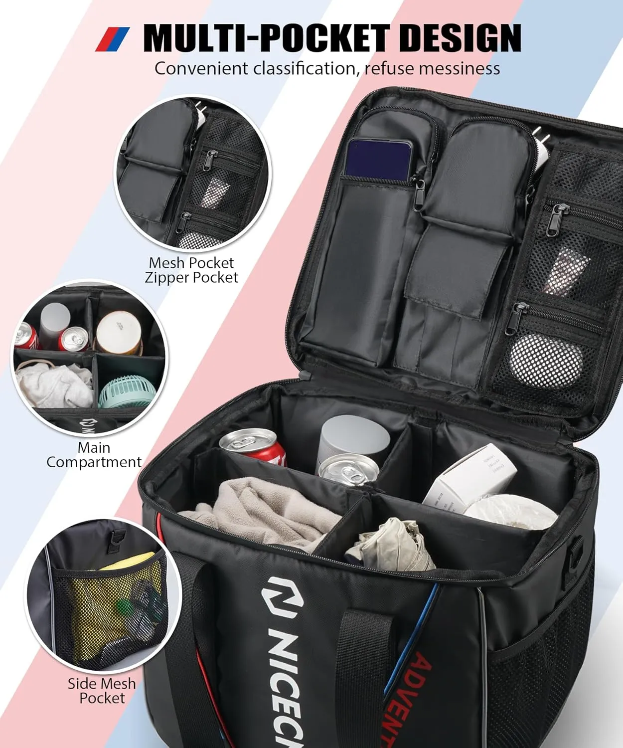 Motorcycle Luggage Inner Bag 21L, DIY Compartment, Motorcycle Top Case Pannier Inner Bag with Foot Pad, Compatible with BMW R1200GS R1250GS ADV LC 2004-2022 F850GS F750GS F700GS F800GS, 1PCS