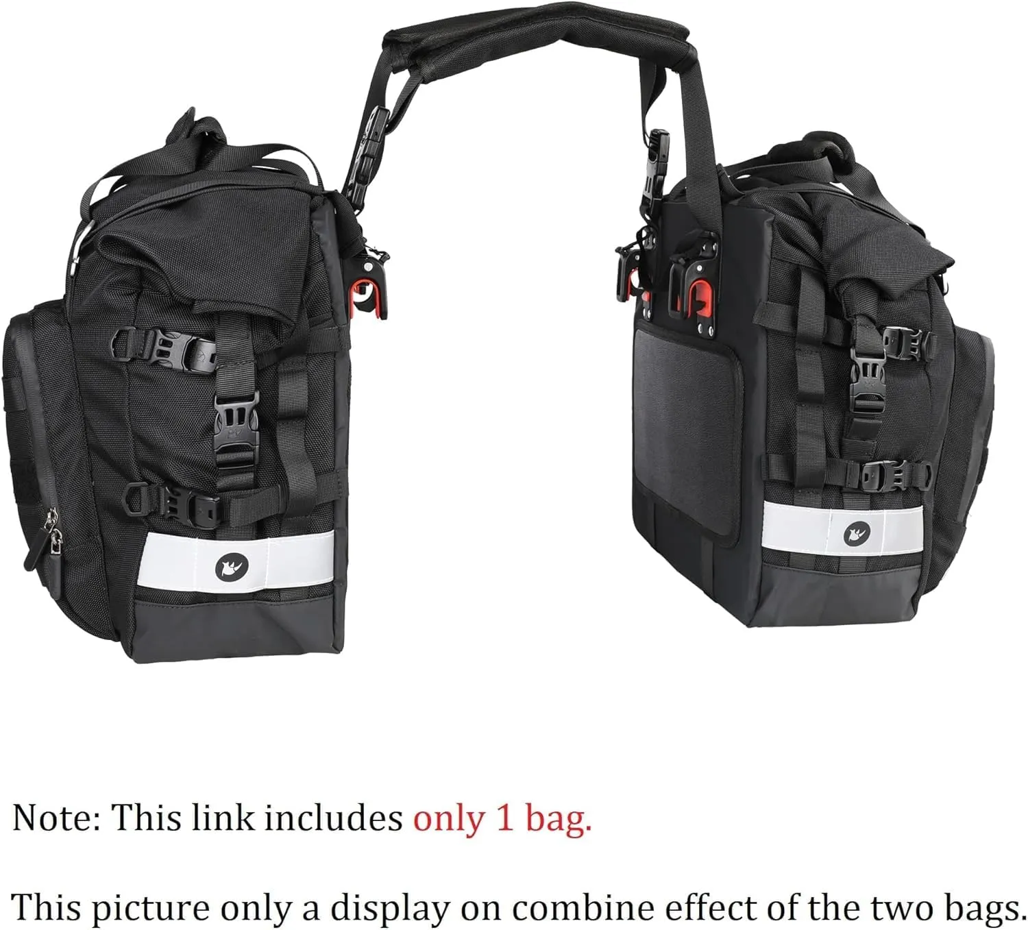 Motorcycle Saddlebags Waterproof 20-25L Motorcycle Side bag Quick Release Motorbike Hanging Bags Motorbike Accessories Black,1 pack