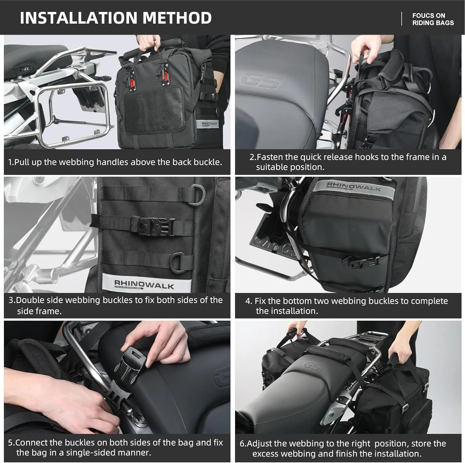 Motorcycle Saddlebags Waterproof 25-35L Motorcycle Side bag Quick Release Motorbike Hanging Bags Motorbike Accessories Black,1 pack