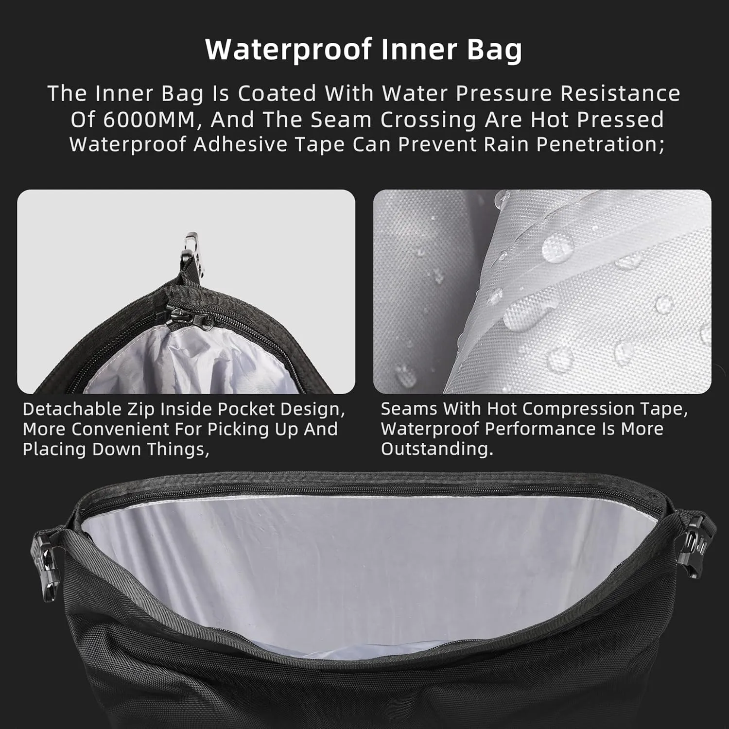 Motorcycle Saddlebags Waterproof 25-35L Motorcycle Side bag Quick Release Motorbike Hanging Bags Motorbike Accessories Black,1 pack