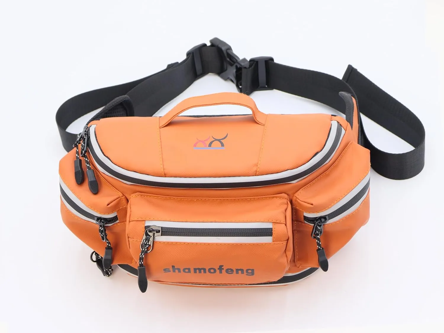 Motorcycle Waist Bag Fanny Pack and Cycling Glasses For Men Women Hip Bum Bag with Multi-Pockets Large Capacity Casual Bum Bag for Cycling Hiking Running, Orange