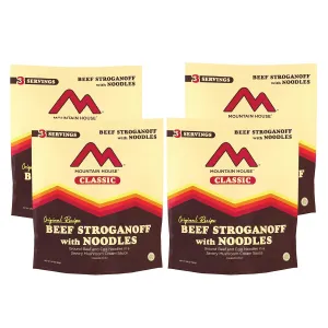 Mountain House Classic Beef Stroganoff with Noodles | Freeze Dried Backpacking & Camping Food | 4-Pack