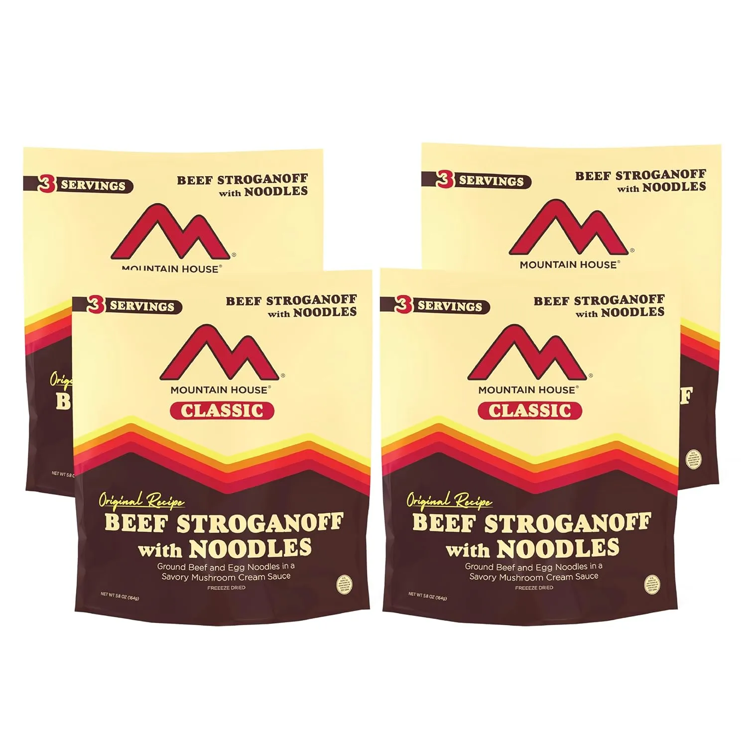 Mountain House Classic Beef Stroganoff with Noodles | Freeze Dried Backpacking & Camping Food | 4-Pack